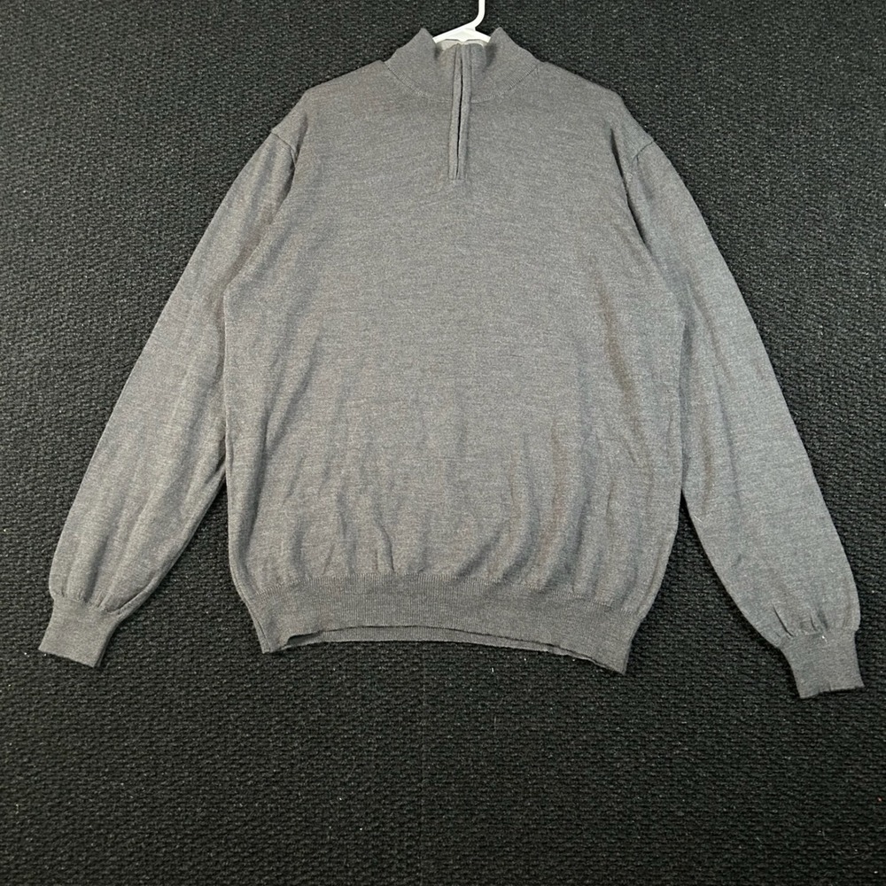 Marco‎ Fiori 100% Merino Wool Gray Quarter Zip Sweater Men's Size XL